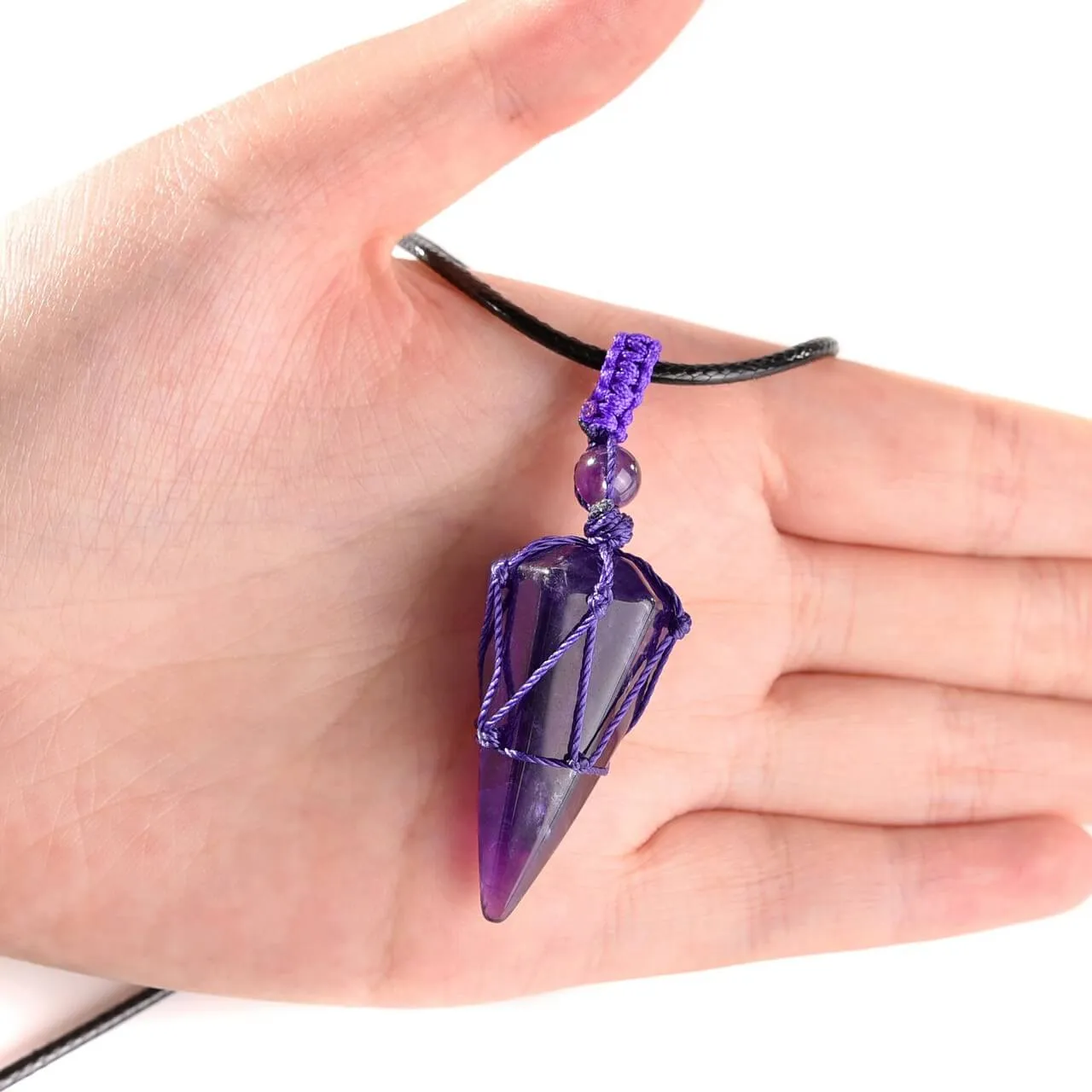 6 Facet Natural Healing Crystal Pendant Necklace | Jovivi