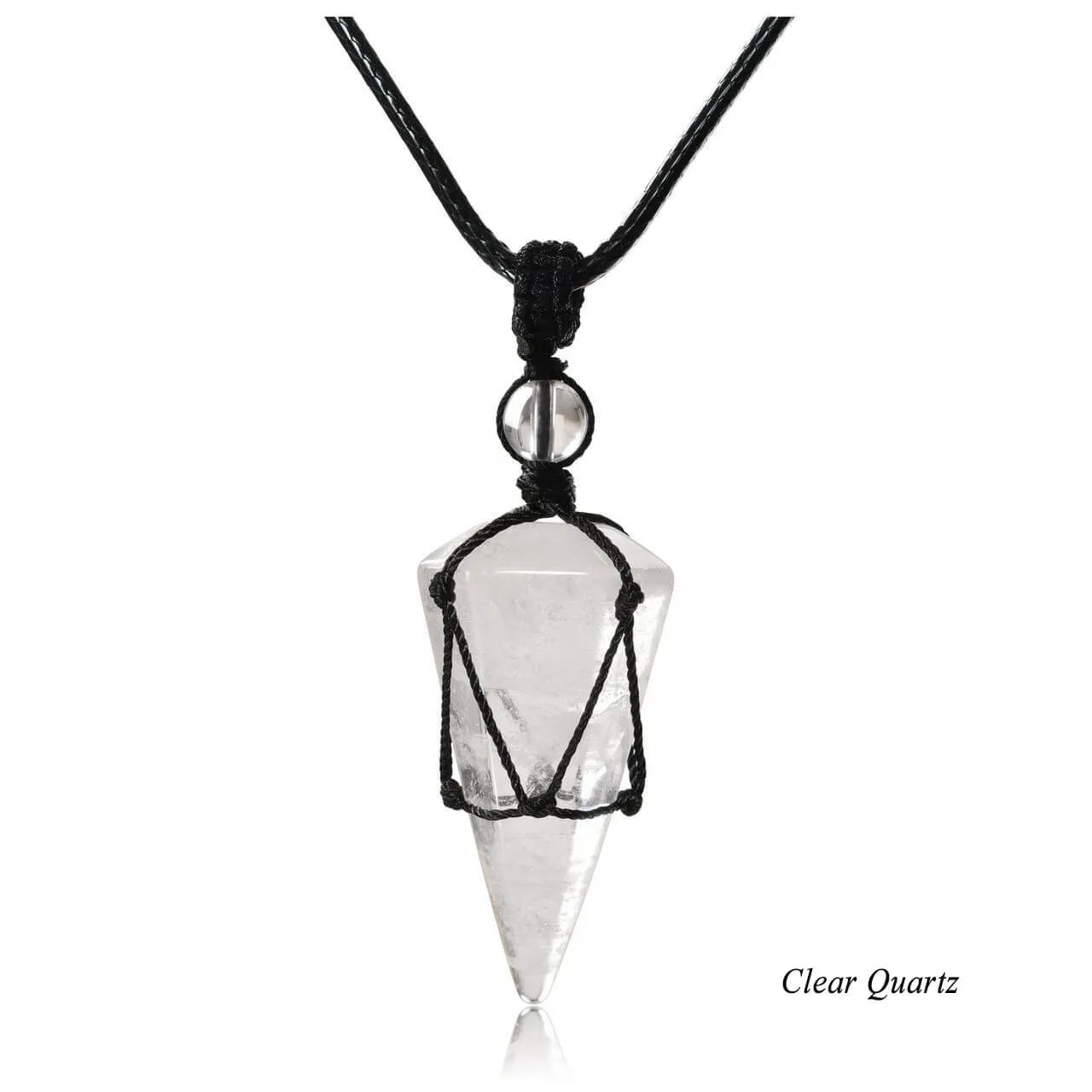 6 Facet Natural Healing Crystal Pendant Necklace | Jovivi