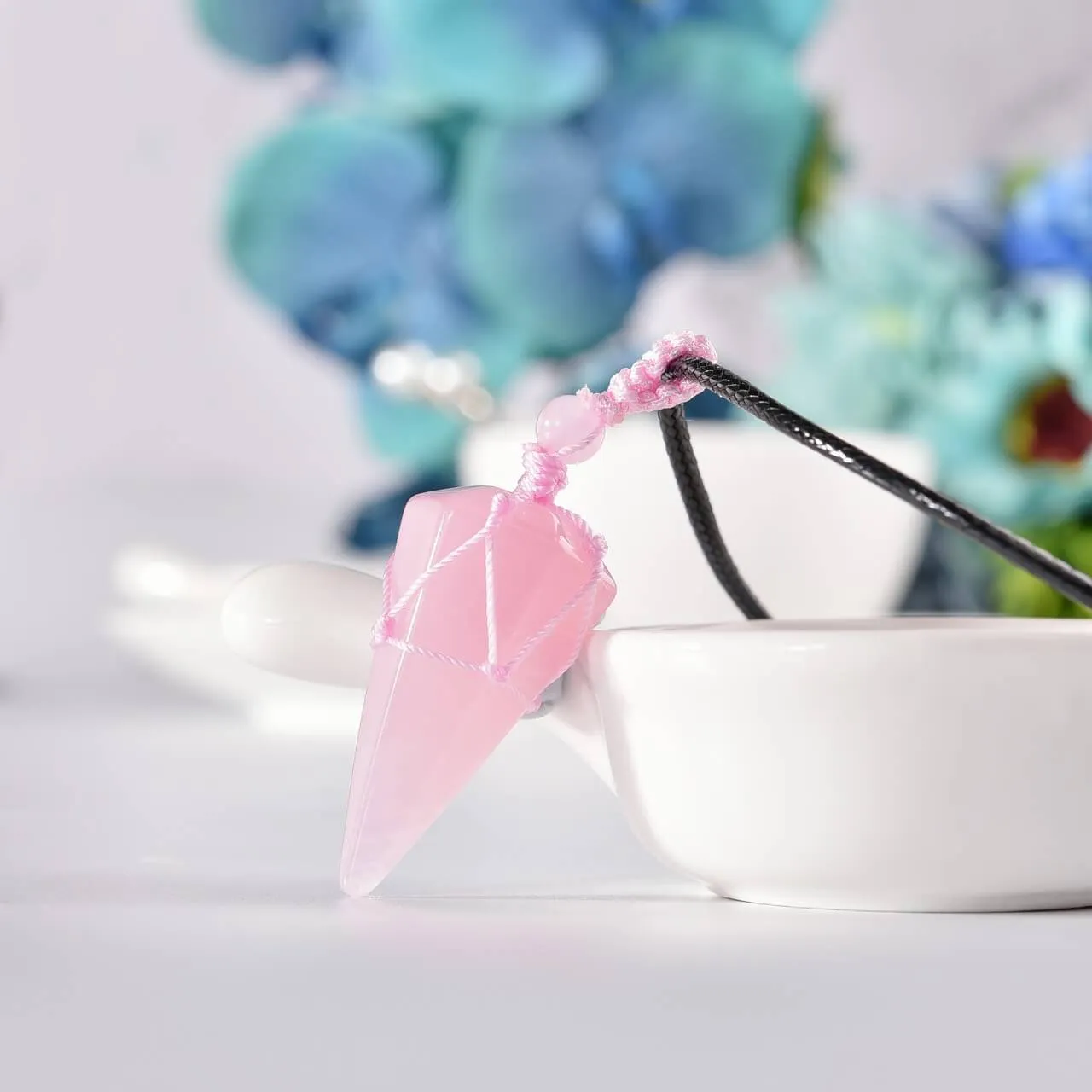 6 Facet Natural Healing Crystal Pointed Pendant Necklace | Jovivi