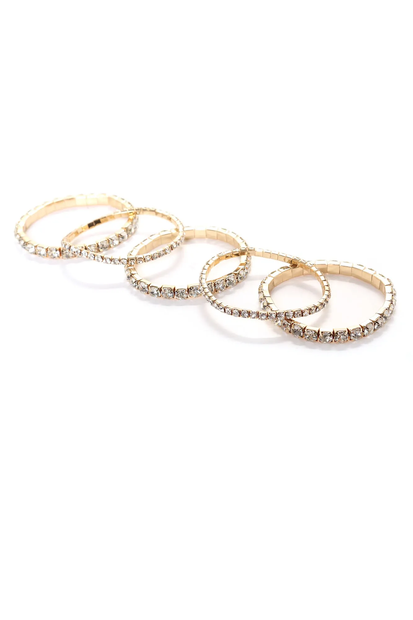 A Little Glam Moment 5 Piece Bracelet Set - Gold