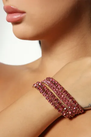 A Little Glam Moment 5 Piece Bracelet Set - Pink