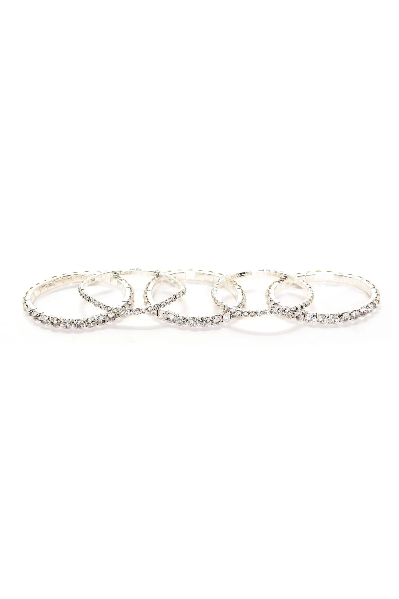 A Little Glam Moment 5 Piece Bracelet Set - Silver