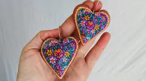 Alebrije Heart Earrings. Sterling Silver. Atelier Aadya. 0434
