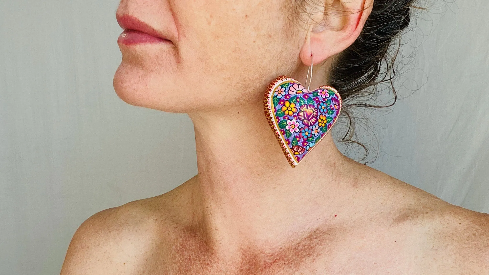 Alebrije Heart Earrings. Sterling Silver. Atelier Aadya. 0434