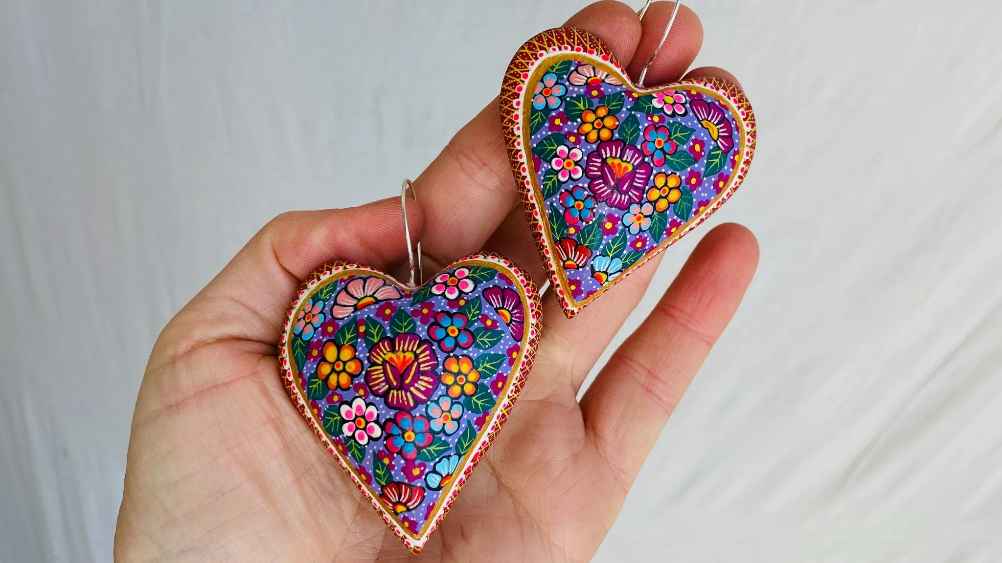 Alebrije Heart Earrings. Sterling Silver. Atelier Aadya. 0434