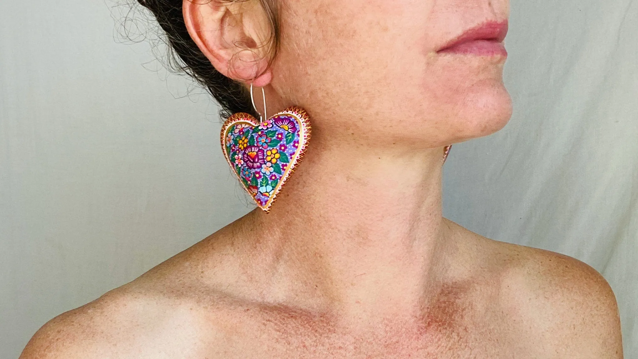 Alebrije Heart Earrings. Sterling Silver. Atelier Aadya. 0434
