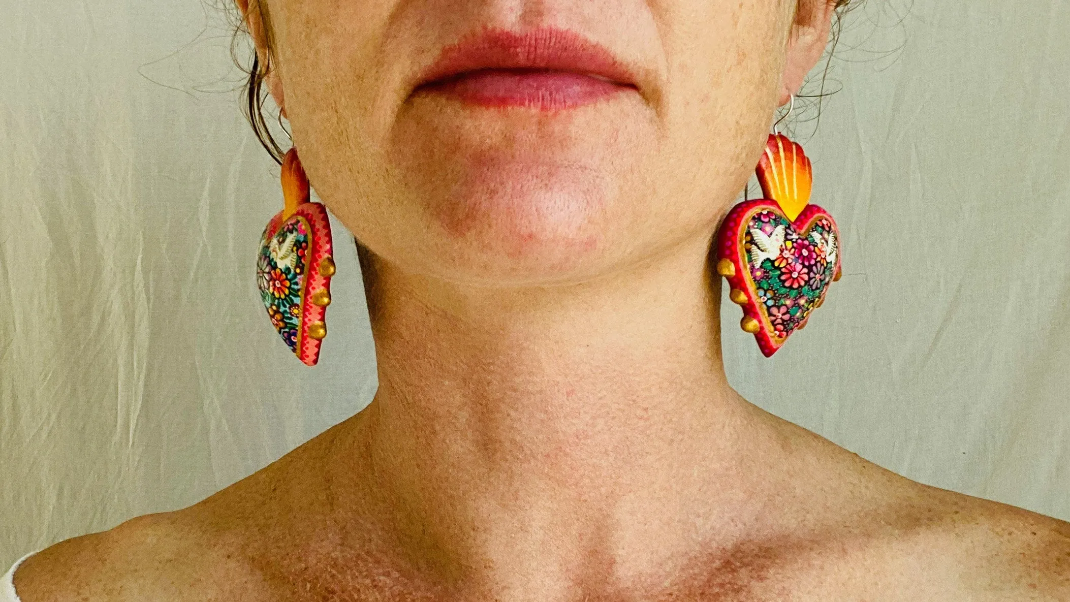 Alebrije Heart Earrings. Sterling Silver. Atelier Aadya. 0480