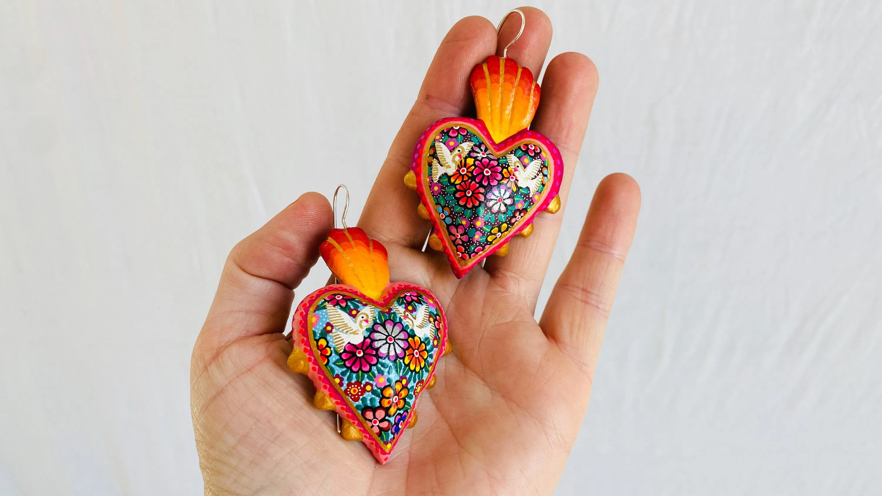 Alebrije Heart Earrings. Sterling Silver. Atelier Aadya. 0480