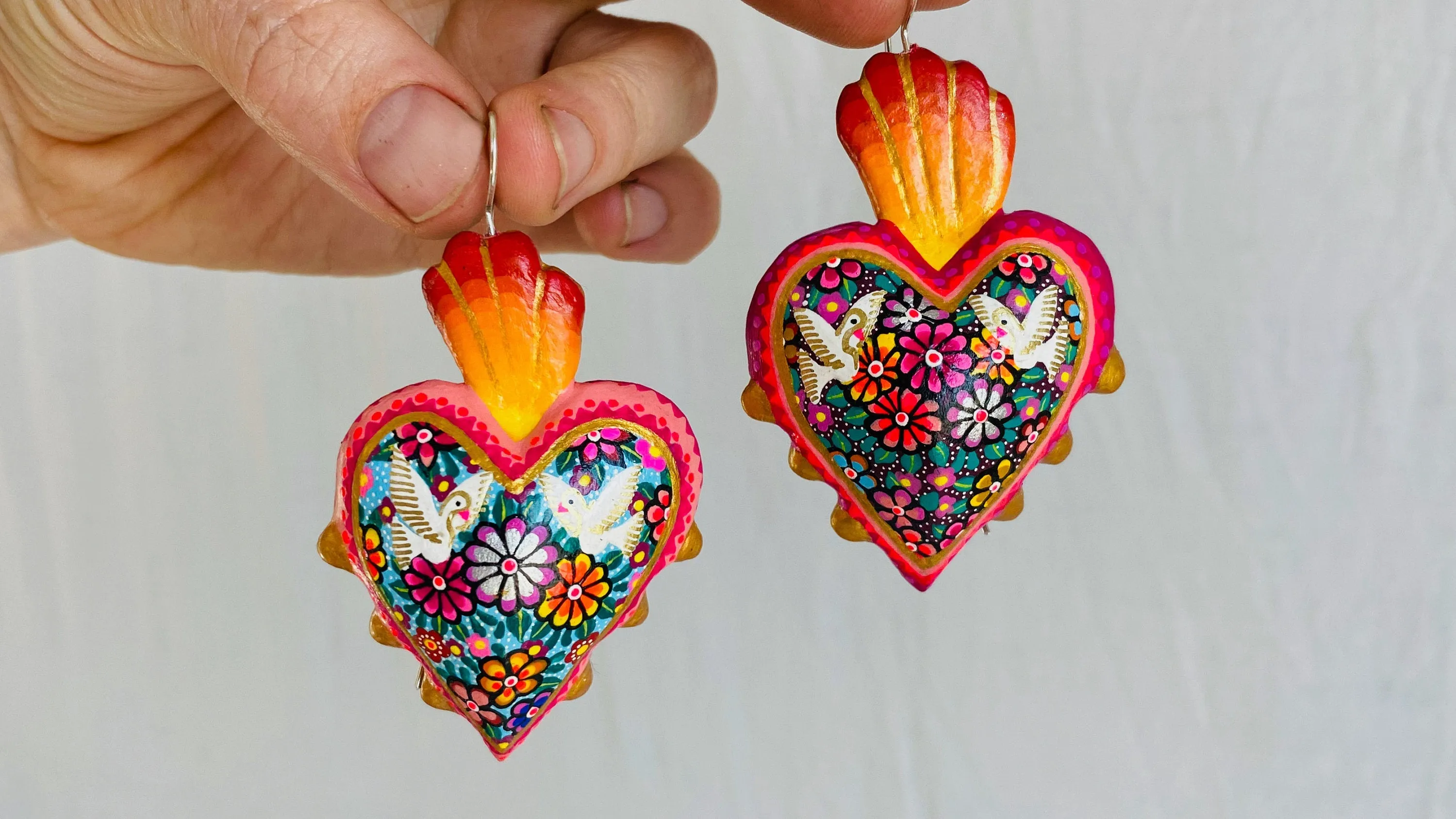 Alebrije Heart Earrings. Sterling Silver. Atelier Aadya. 0480