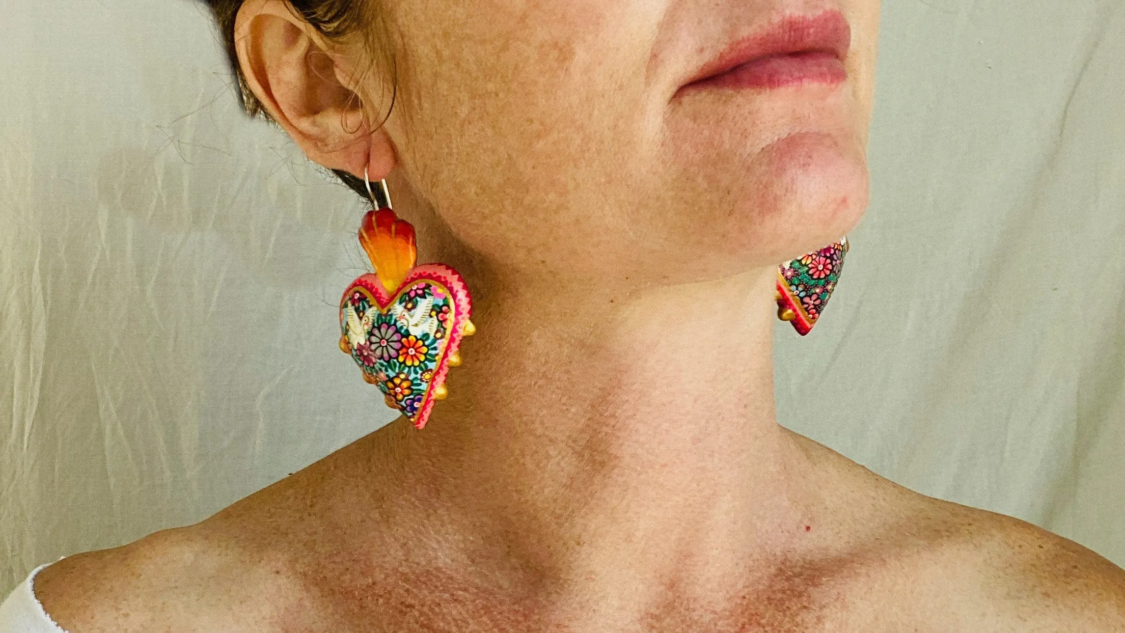 Alebrije Heart Earrings. Sterling Silver. Atelier Aadya. 0480