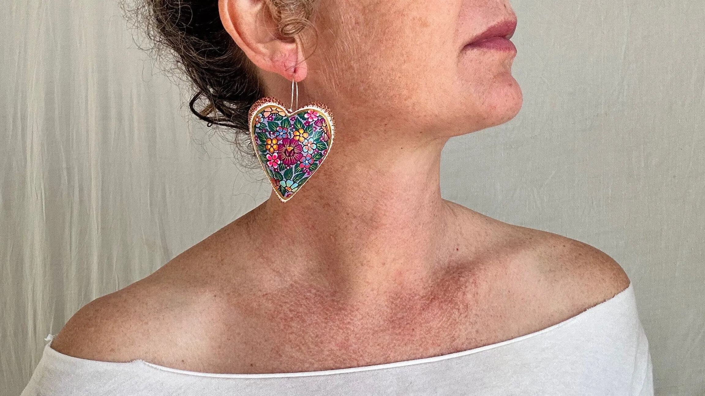 Alebrije Heart Earrings. Sterling Silver. Atelier Aadya. 1167