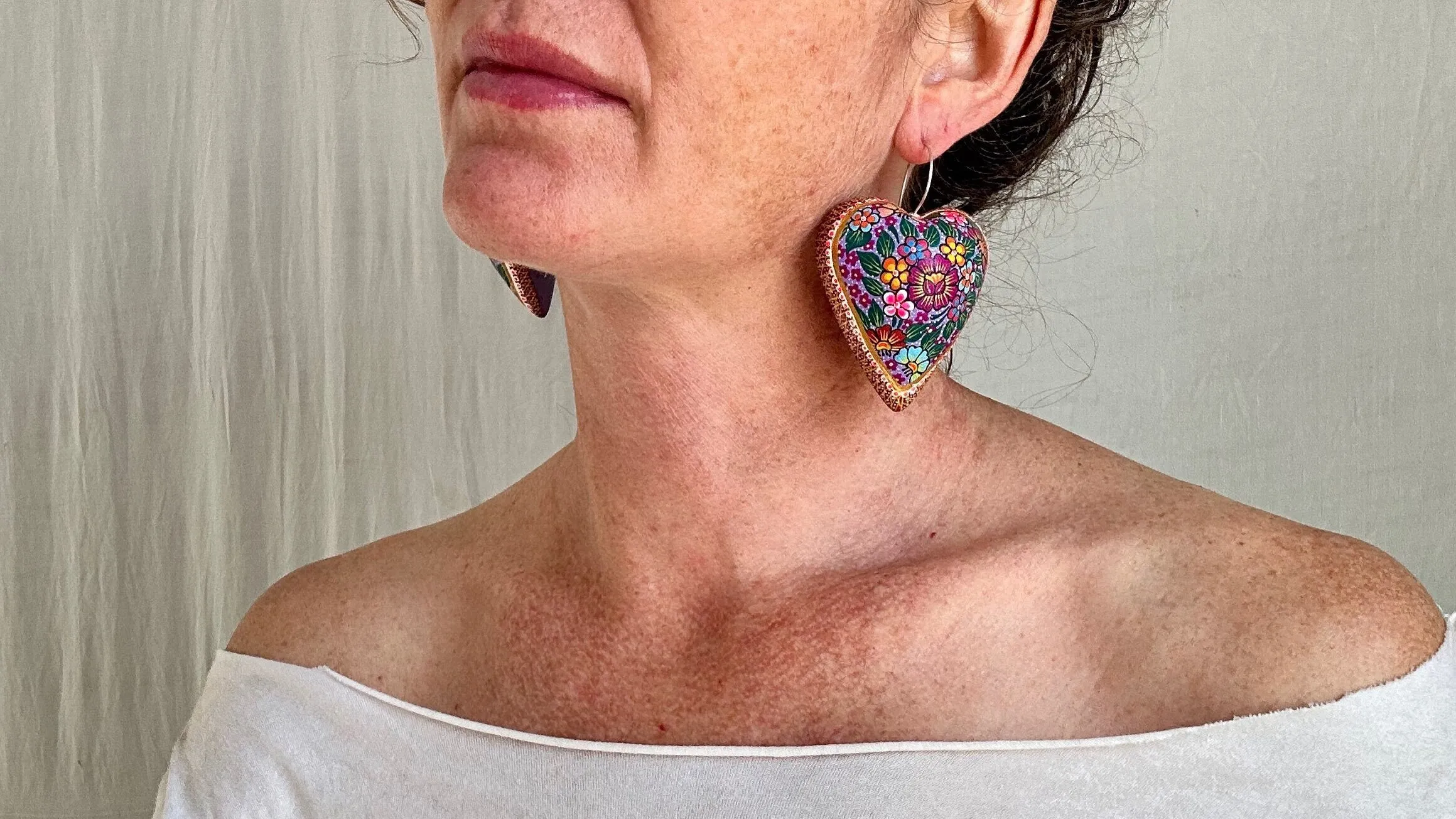 Alebrije Heart Earrings. Sterling Silver. Atelier Aadya. 1167