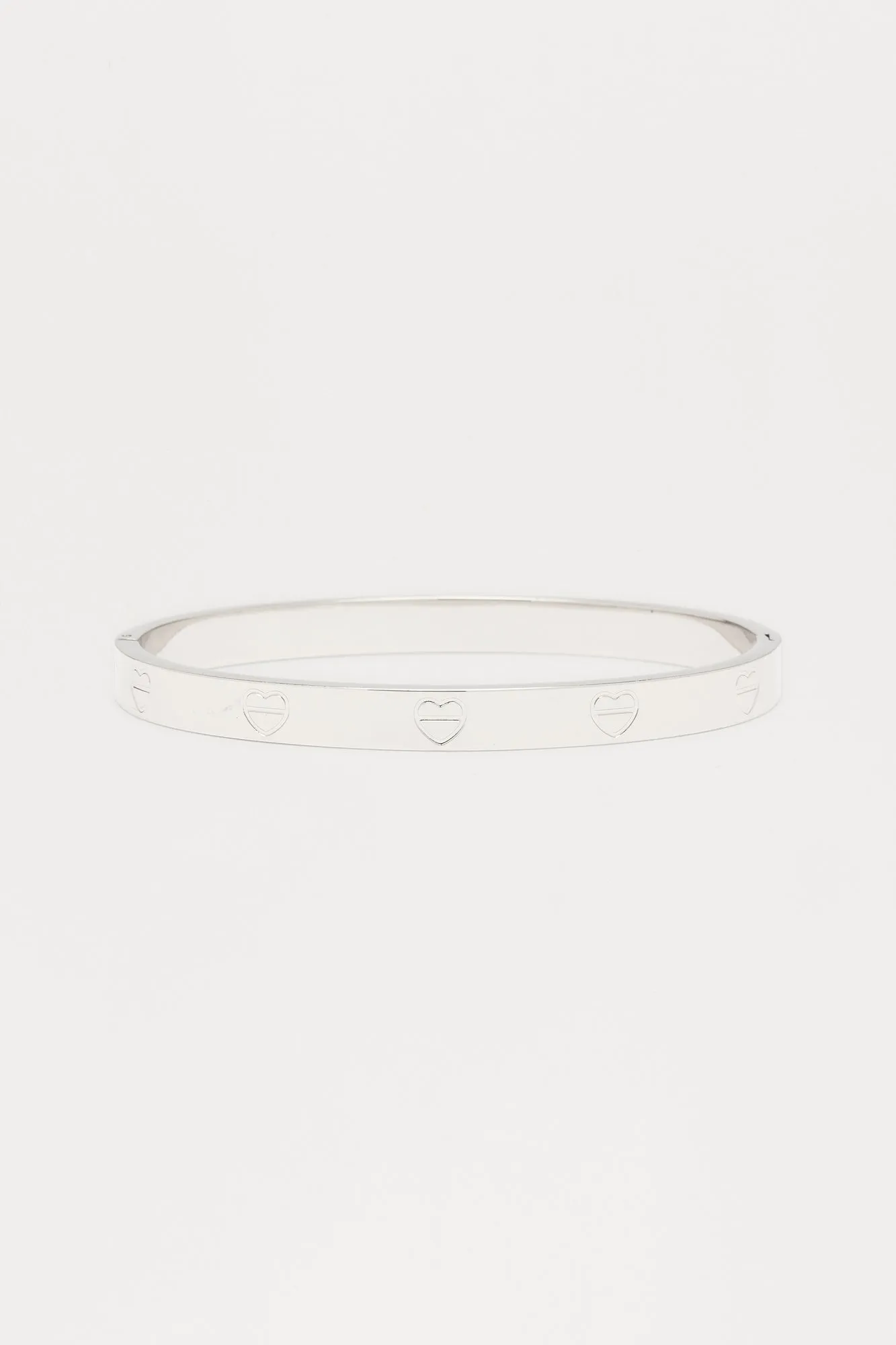 All Out Of Love Heart Hinge Closure Bracelet - Silver