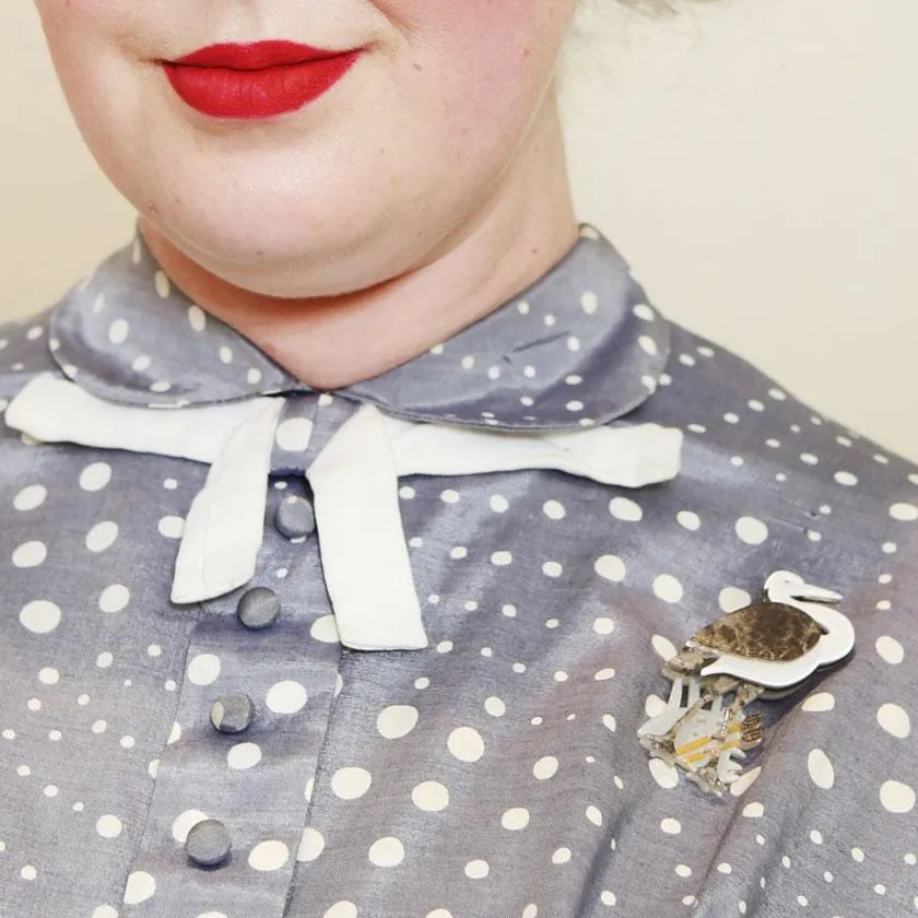 Avian Adore Heron Brooch