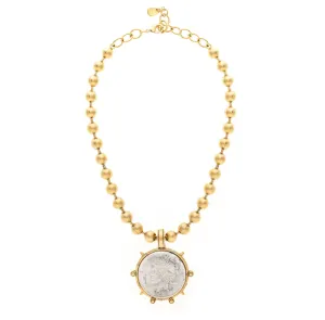 Beaded Andrea Coin Necklace