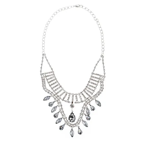 Bridal Wedding Jewelry Crystal Rhinestone Breathtaking Tear Drop Necklace J517BK