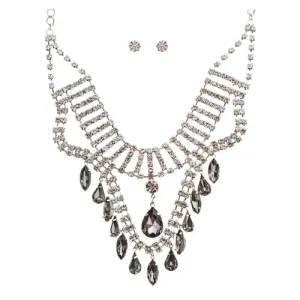 Bridal Wedding Jewelry Crystal Rhinestone Breathtaking Tear Drop Necklace J517BK