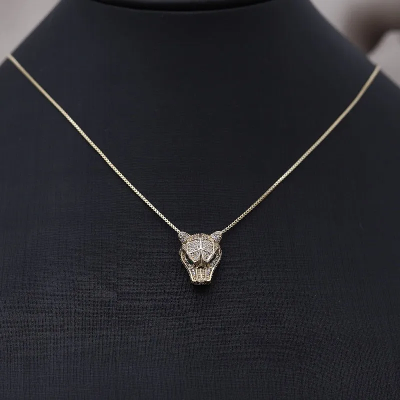 Copper Inlaid Zircon Leopard Pendant Necklace Sexy Clavicle Necklace