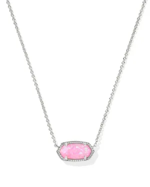 Elisa Silver Short Pendant Necklace in Carnation Kyocera Opal