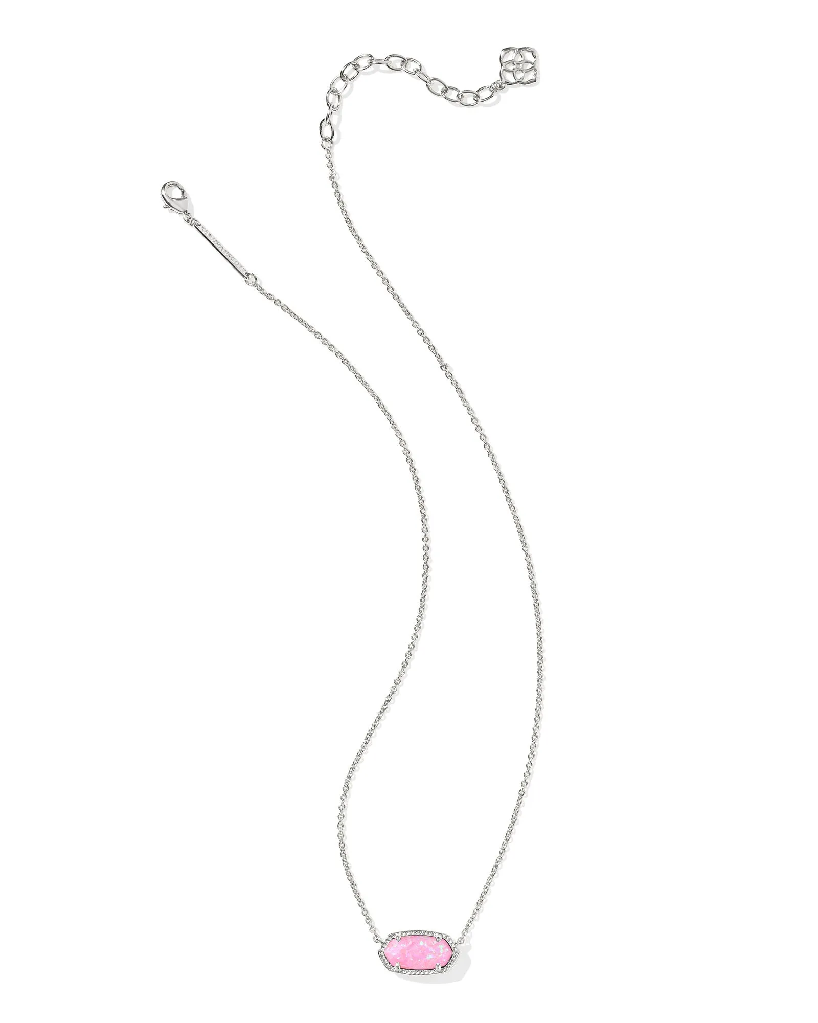 Elisa Silver Short Pendant Necklace in Carnation Kyocera Opal