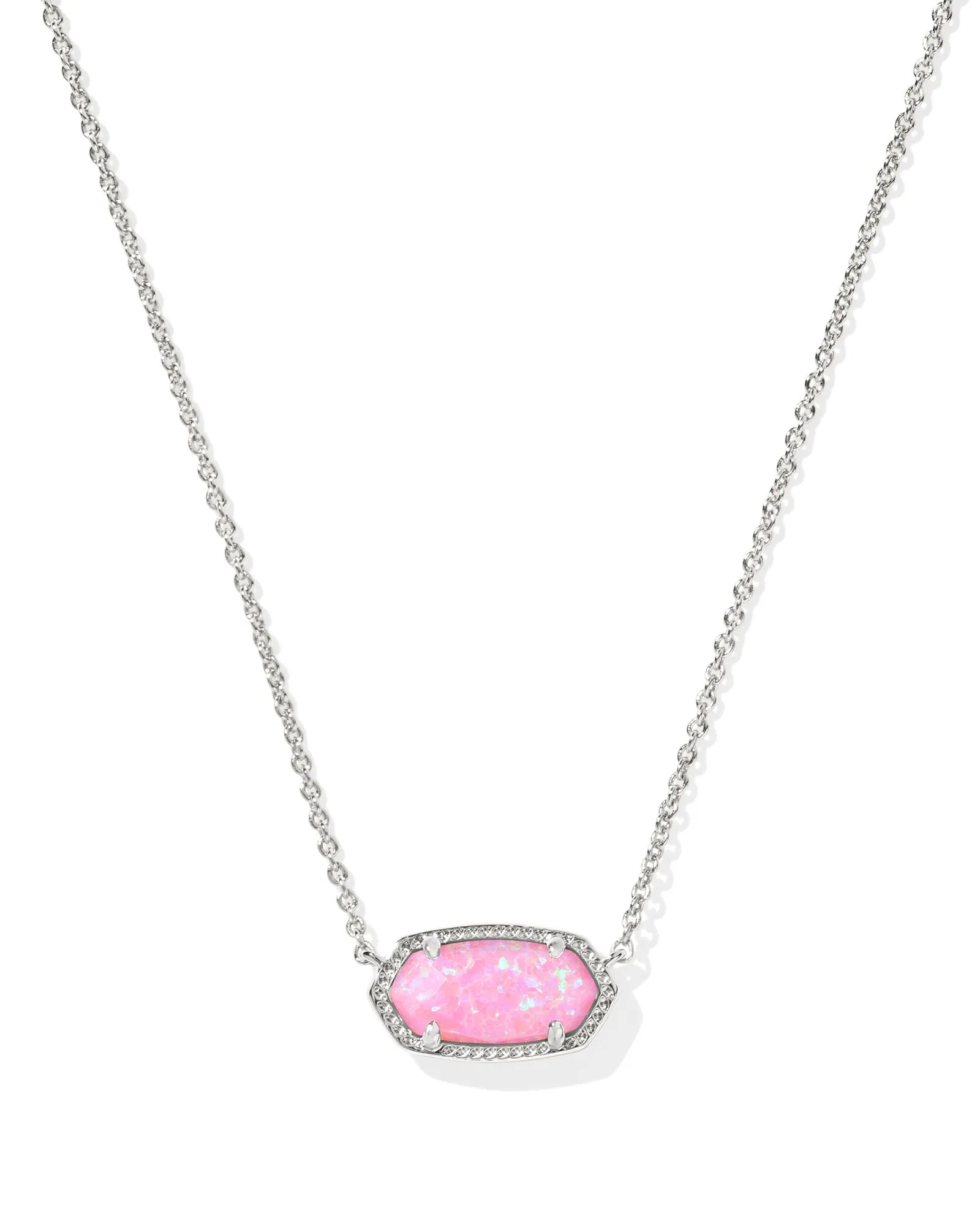 Elisa Silver Short Pendant Necklace in Carnation Kyocera Opal