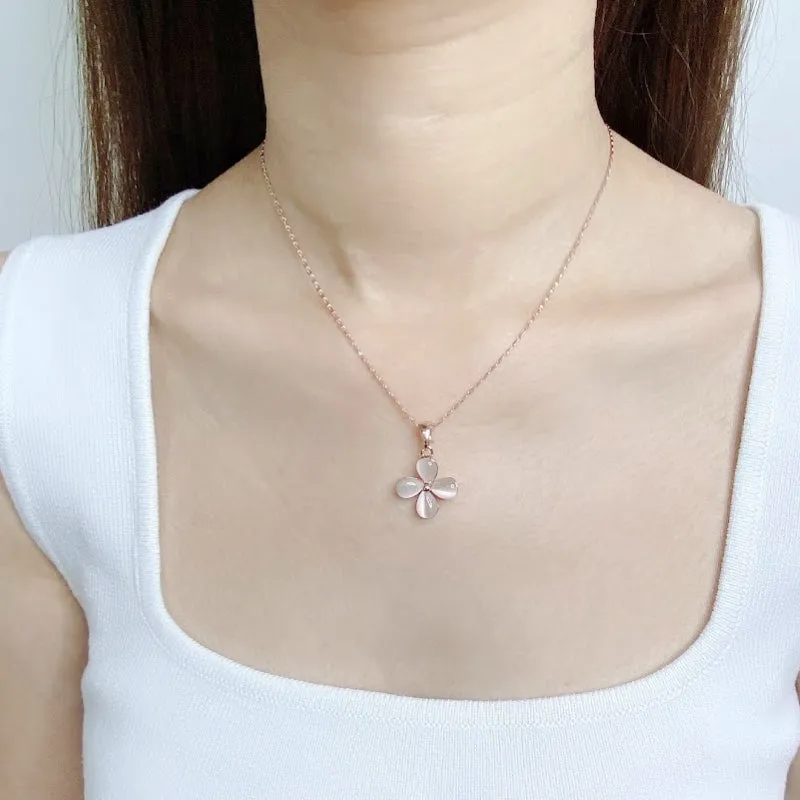 Flower Simulated Moonstone Necklace