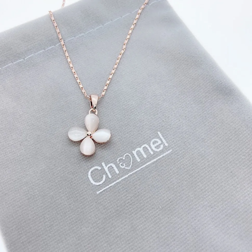 Flower Simulated Moonstone Necklace