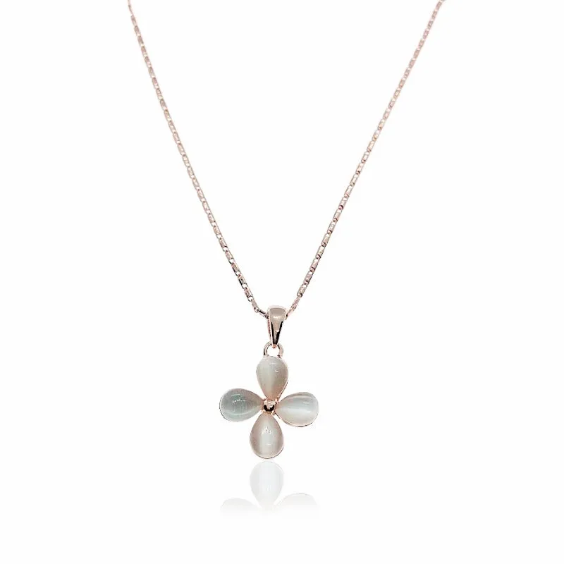 Flower Simulated Moonstone Necklace