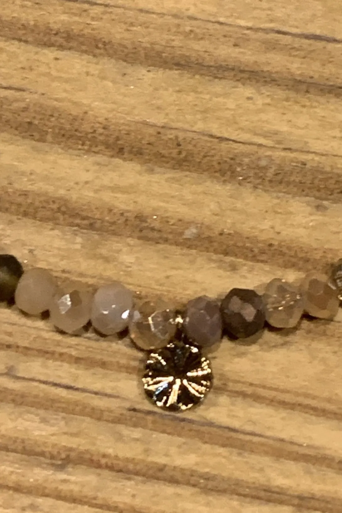 Frenzy Brown Gold And Cream Beaded Choker Necklace With Gold Charms