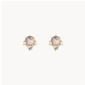 Full Moon Glow Diamond Moonstone Earring (Gold)