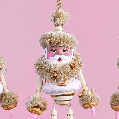 GOLD & BLUSH PAPA NOEL ORNAMENT