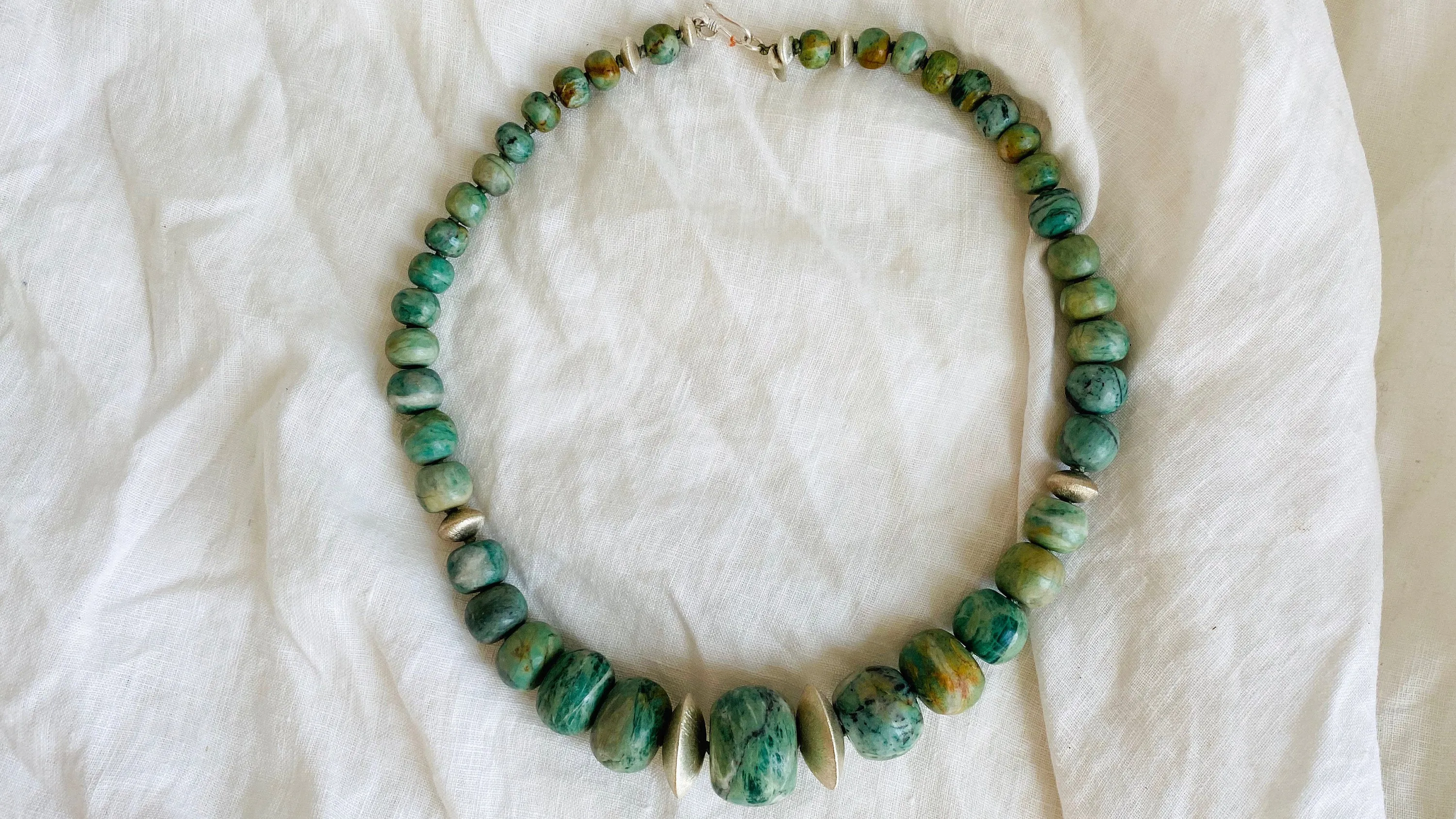 Guatemalita Jade Choker Necklace. Guatemalan. Disks.