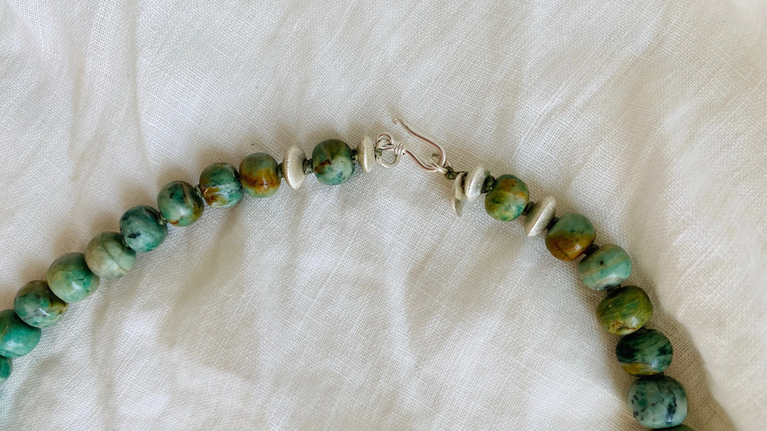 Guatemalita Jade Choker Necklace. Guatemalan. Disks.