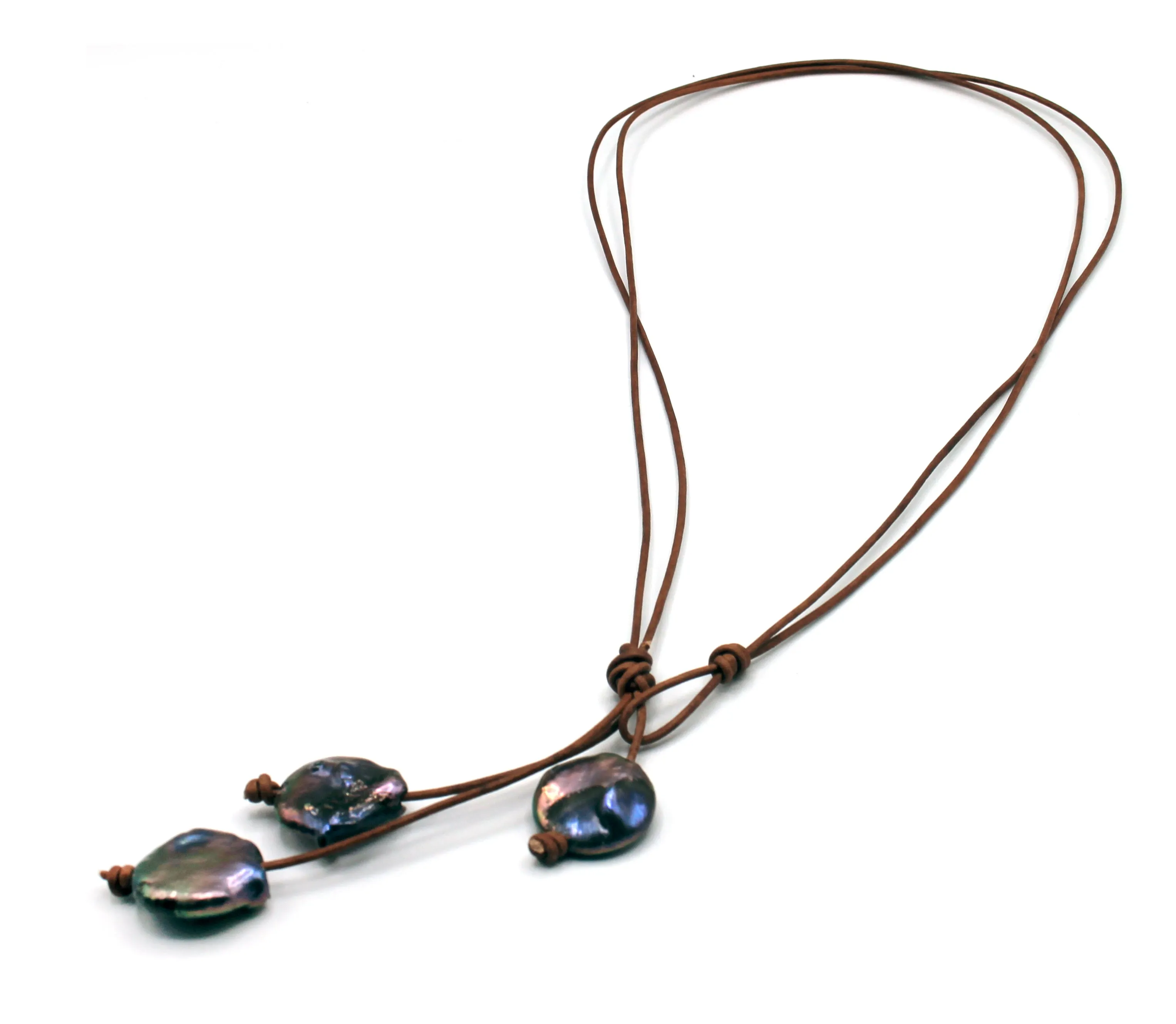 HC Three Cluster Drop Black Tahitian Pearl Necklace