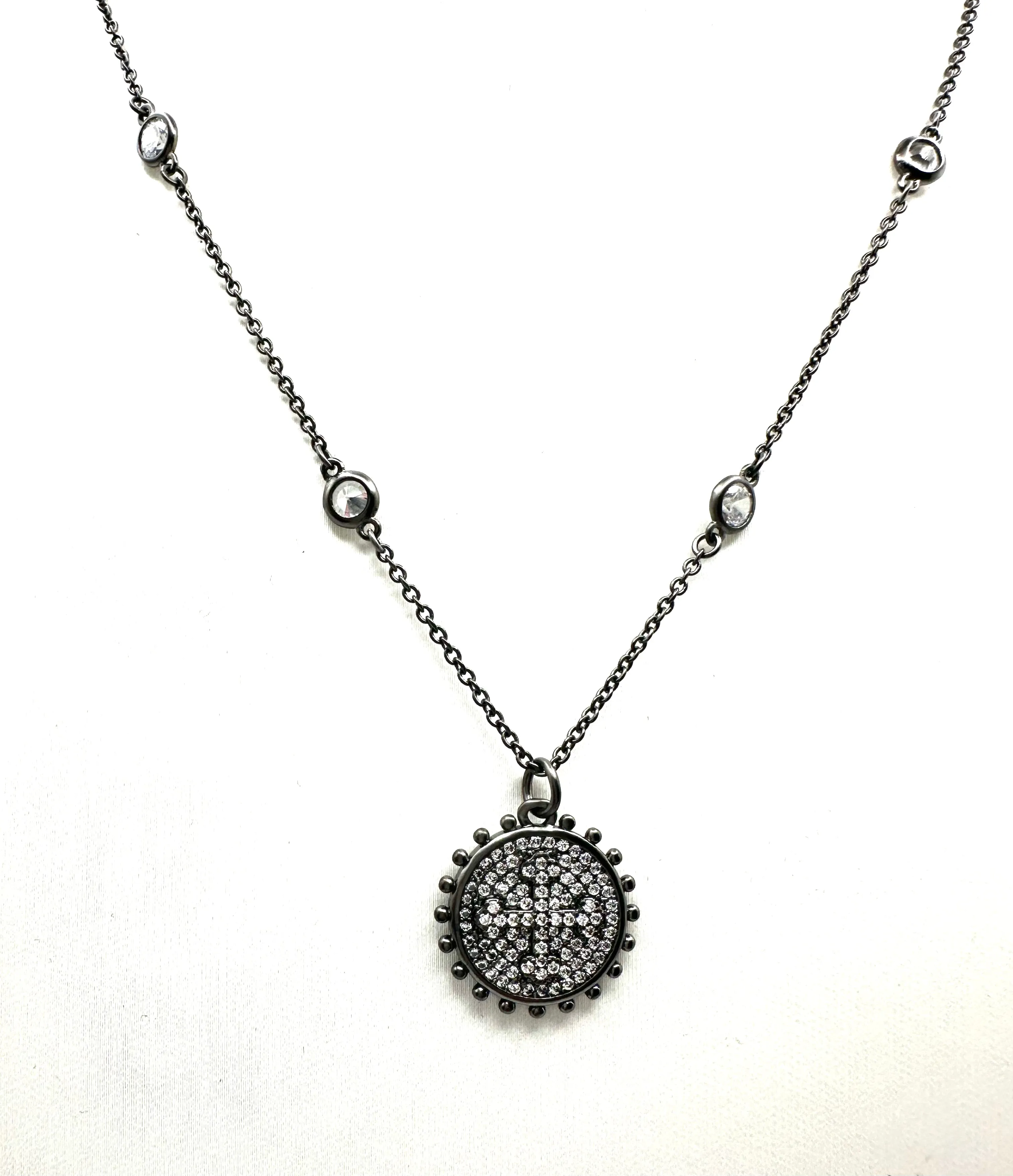 Hematite CZ Pendant Necklace