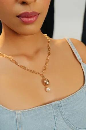 Light Gold Molten Metal Pendant Necklace