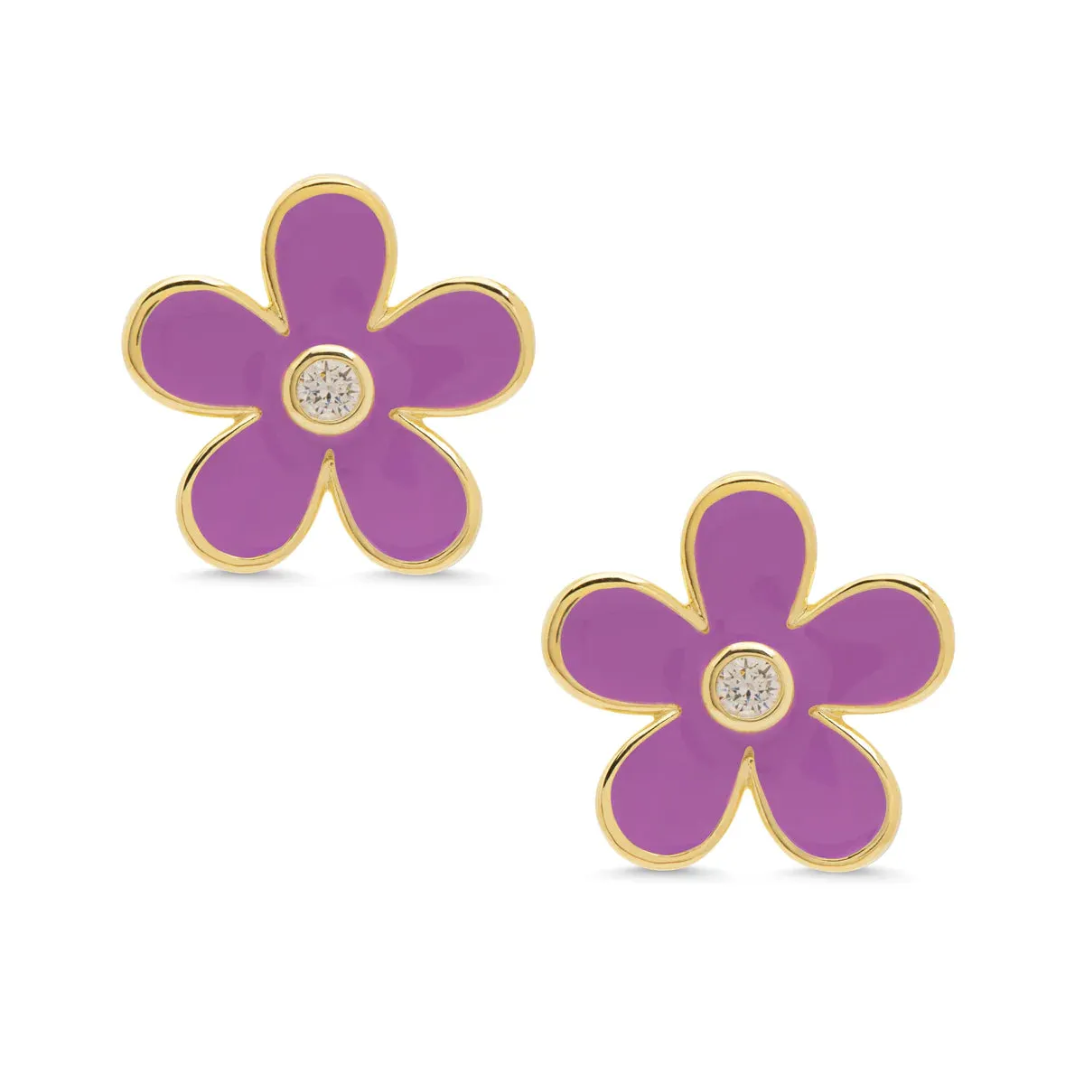 Lily Nily Flower CZ Stud Earrings (Assorted Colors)