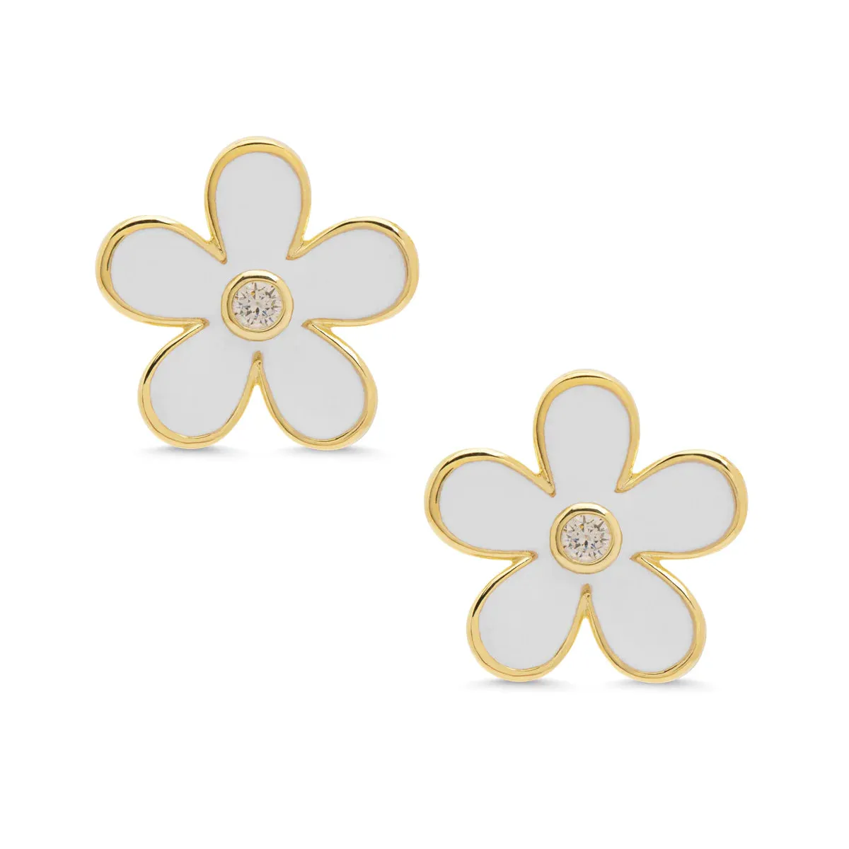 Lily Nily Flower CZ Stud Earrings (Assorted Colors)