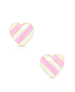 Lily Nily Striped Heart Stud Earrings
