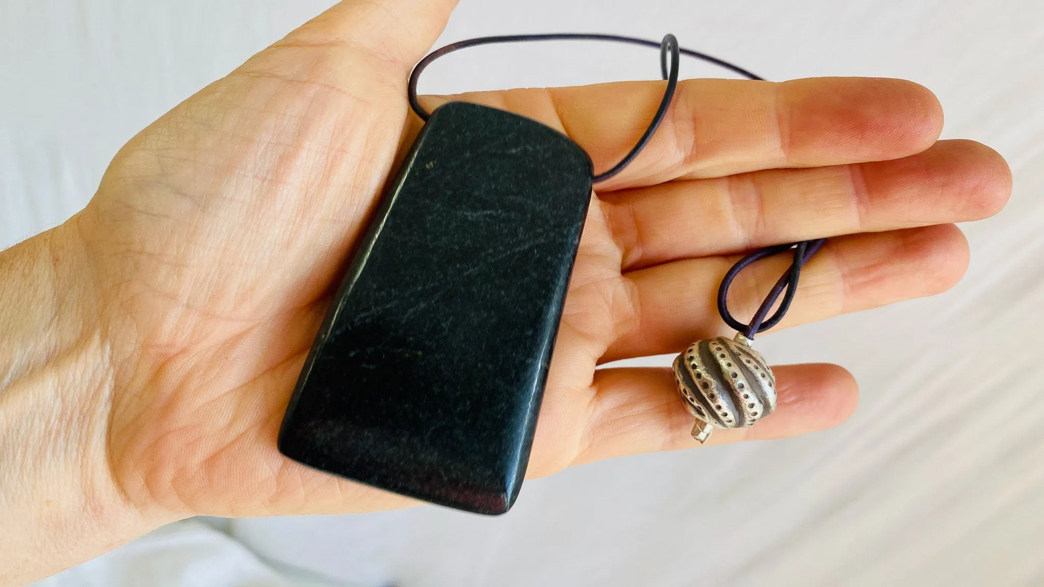 Mayan Black Jade Pendant. Hand-Carved . Adze. Guatemalan.