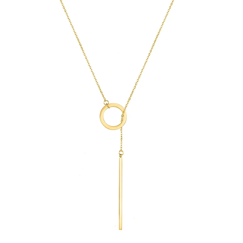 Minimalist Round Stick Pendant Necklace for Women