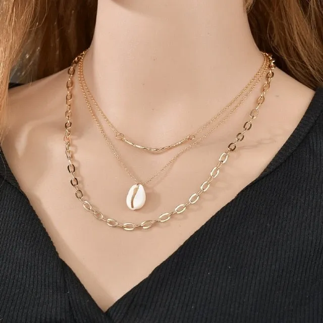 Multilayer Crystal Pendant Choker