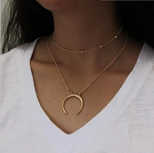 Multilayer Crystal Pendant Choker
