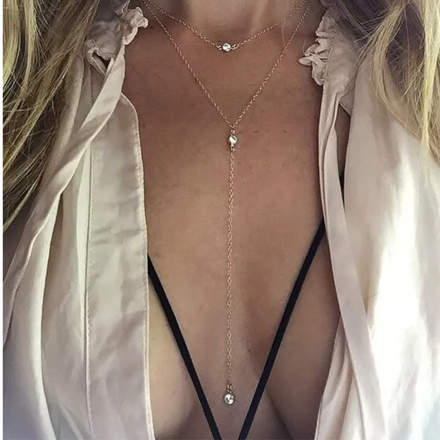 Multilayer Crystal Pendant Choker