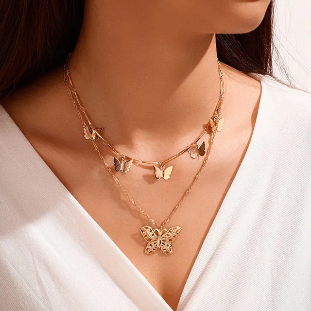 Multilayer Crystal Pendant Choker