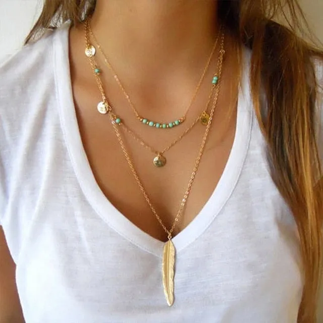 Multilayer Crystal Pendant Choker