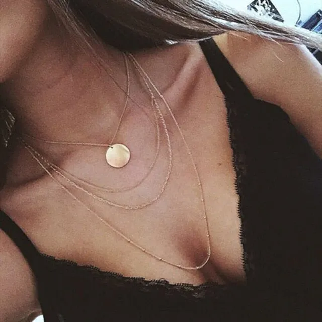 Multilayer Crystal Pendant Choker
