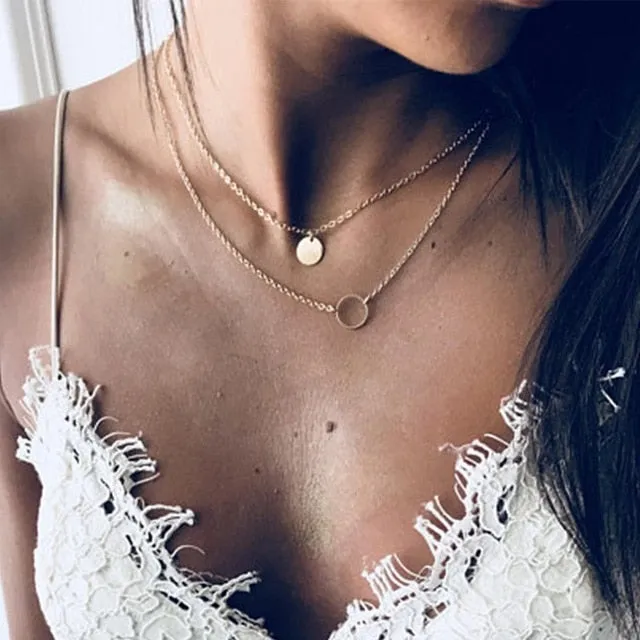 Multilayer Crystal Pendant Choker