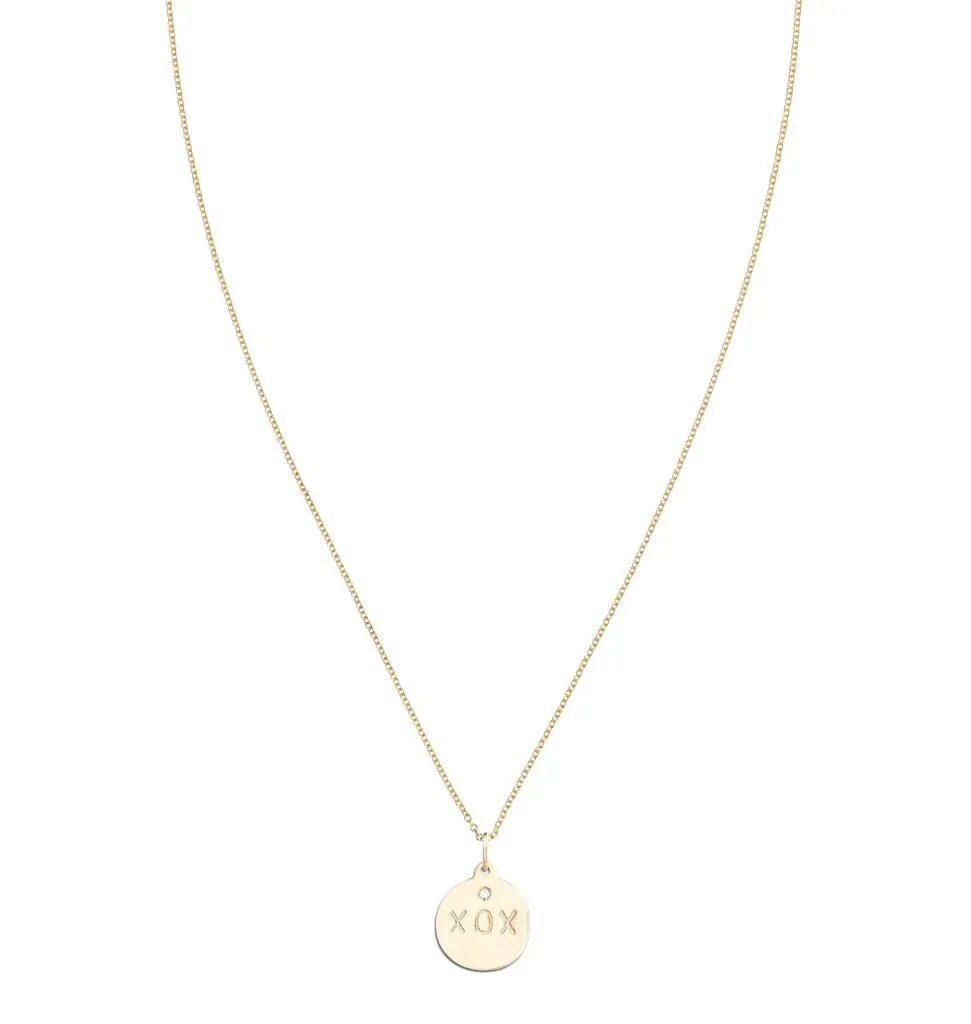 "XOX" Disk Charm With Diamond