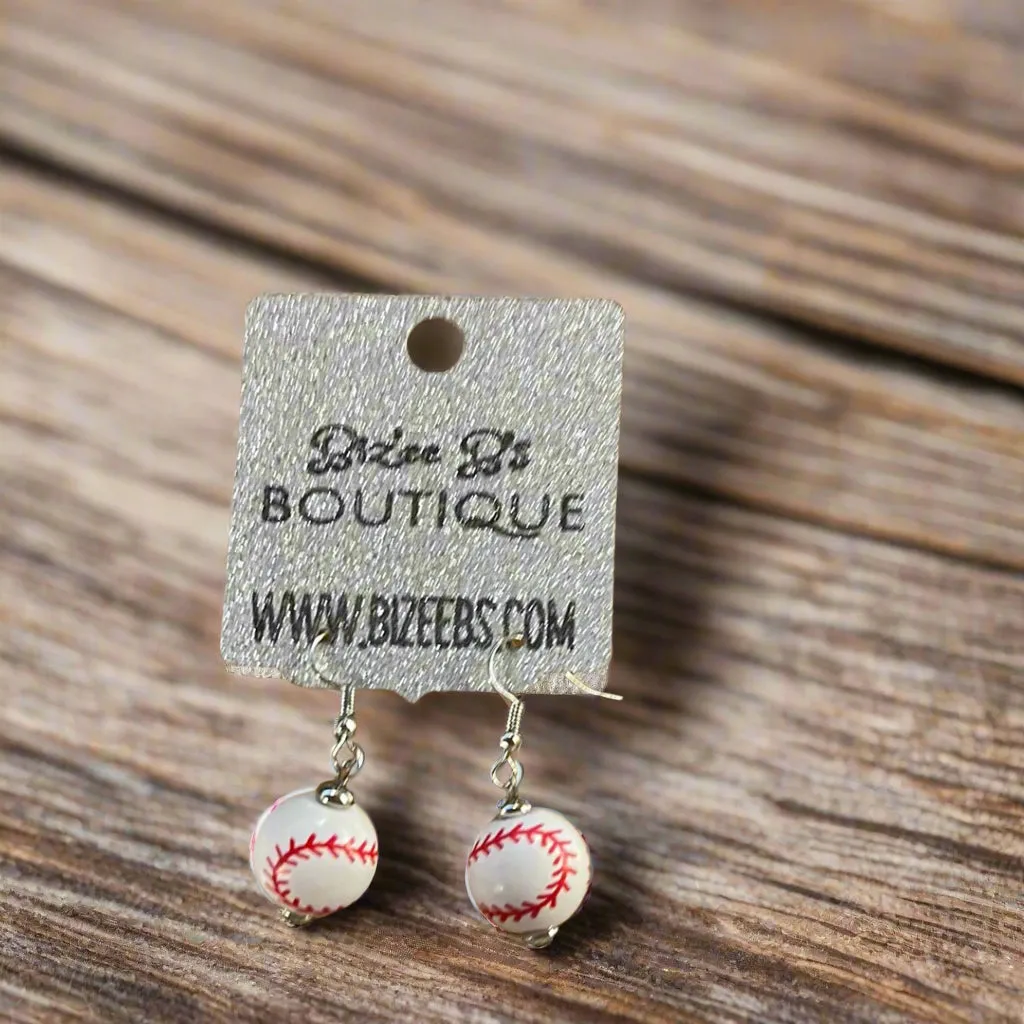 Round Baseball Earrings